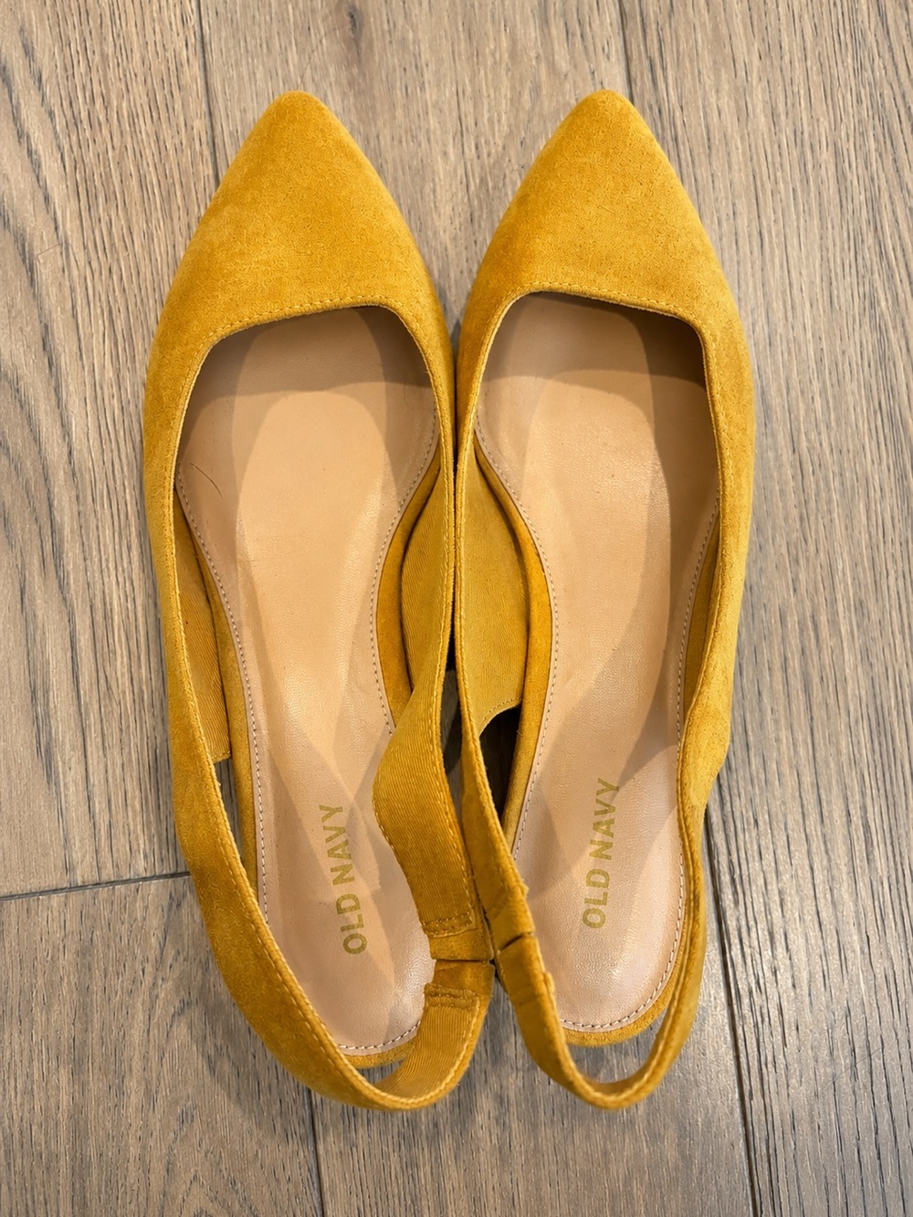 Old Navy Women's Mustard Yellow Suede Pointed-Toe Slingback Flats